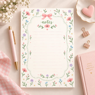 Papeterie Papier à lettres floral avec un joli nœud rose