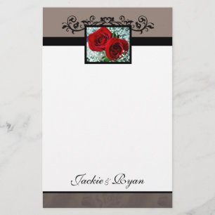Papeterie Papier à lettres Formal Rouge Roses Coeur Amour