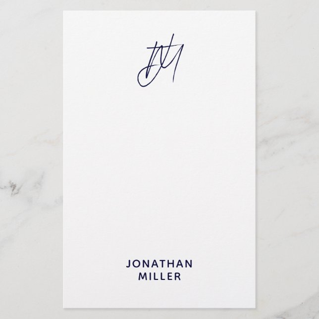 Papeterie Papier à lettres monogramme de script personnalisé (Devant)
