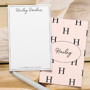 Papeterie Papier à lettres monogramme personnalisé à script 