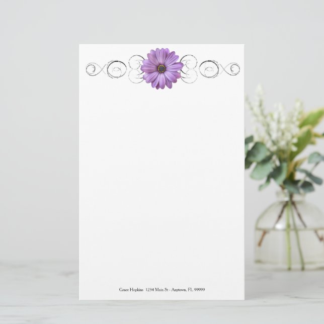 Papeterie Papier à lettres personnalisé Purple Daisy (Debout devant)