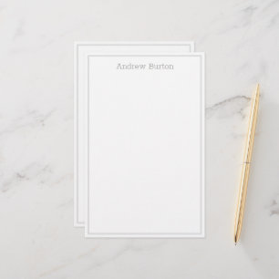 Papeterie Papier à lettres personnalisé simple   Blanc gris