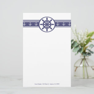 Papeterie Papier à lettres personnalisées Blue Ships Wheel