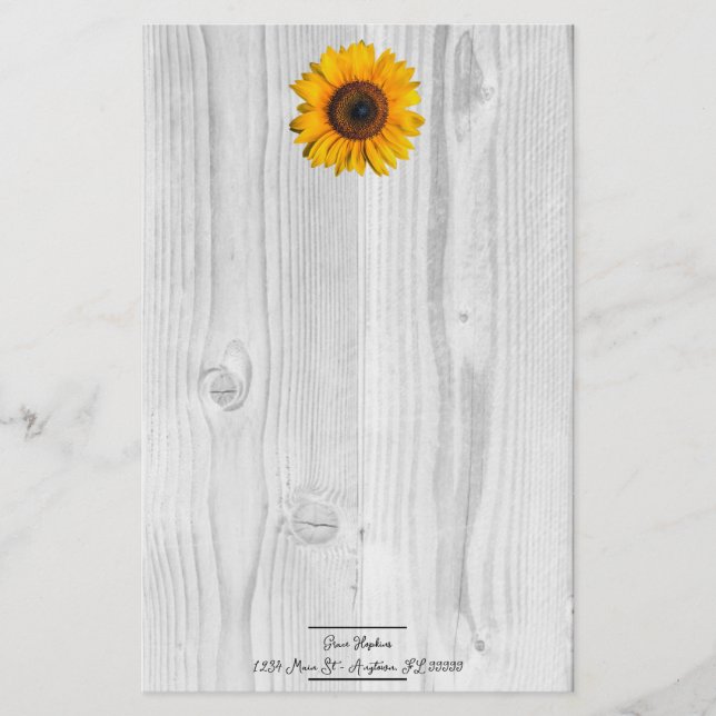 Papeterie Papier à lettres personnalisées de tournesol rusti (Devant)