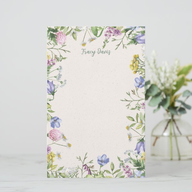 Papeterie Papier à lettres personnalisées fleur sauvage (Debout devant)