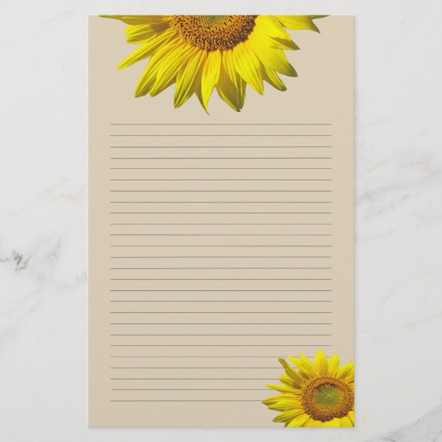 Papeterie Papier à lettres personnel ligné Tournesol jaune (Devant)