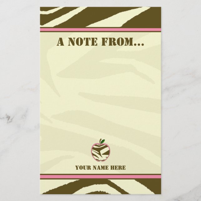Papeterie Papier à lettres pour enseignants - Zebra Brown po (Devant)