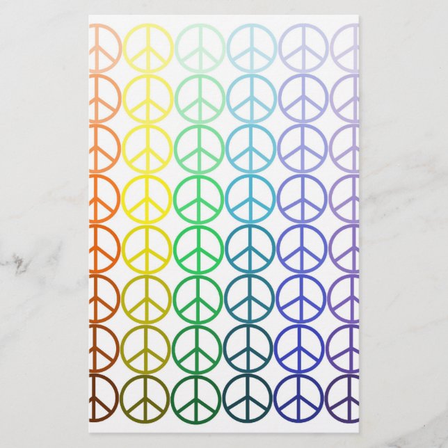 Papeterie Papier à lettres Rainbow Peace Signes (Devant)