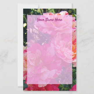 Papeterie Papier à lettres Rose rayé rose et blanc modifiabl