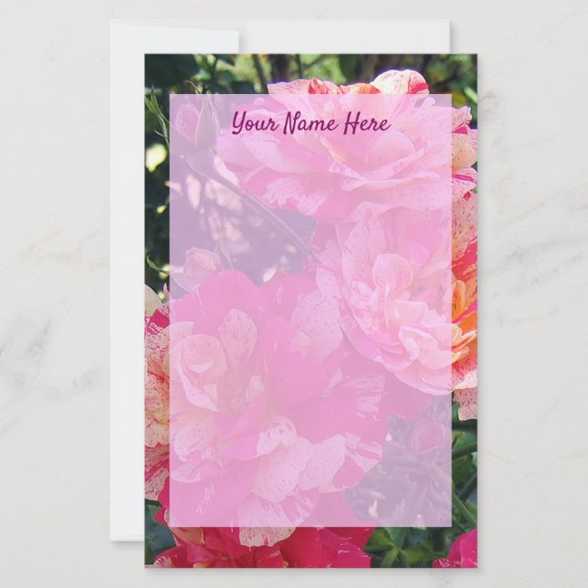 Papeterie Papier à lettres Rose rayé rose et blanc modifiabl (Devant)