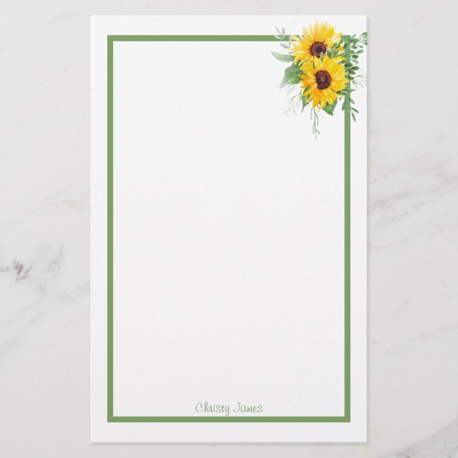 Papeterie Papier à lettres tournesol personnalisé (Devant)