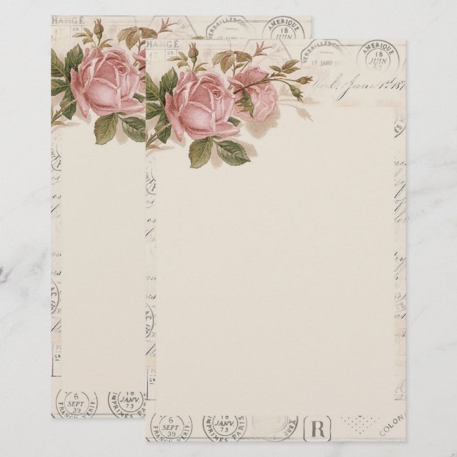 Papeterie Papier à lettres Vintage (Devant / Derrière)