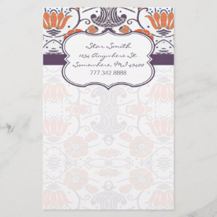 Papeterie Papier à lettres vintage orange et violet Tourbill