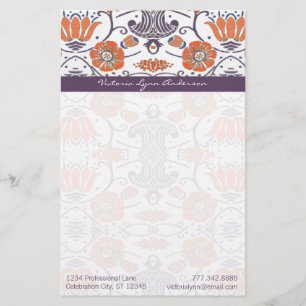 Papeterie Papier à lettres vintage orange et violet Tourbill