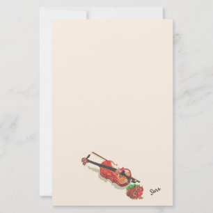 Papeterie Papier à lettres : Violon et Rose