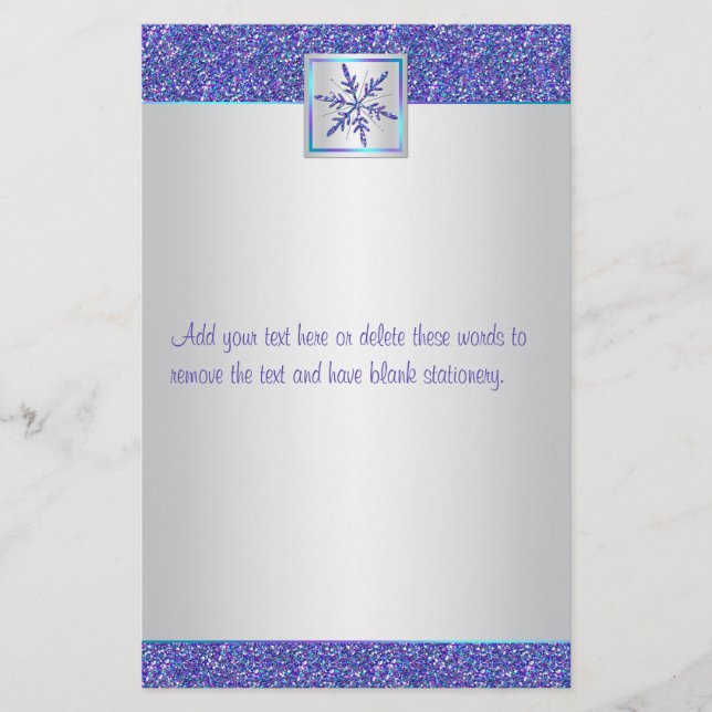 Papeterie Papier à Mariage de flocons de neige violet Aqua S (Devant)
