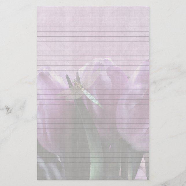 Papeterie Papier à papier à lettres avec tulipes violettes e (Devant)