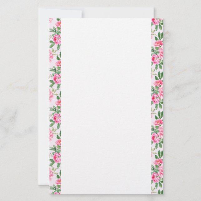 Papeterie Papier à papier peonées rose (Devant)