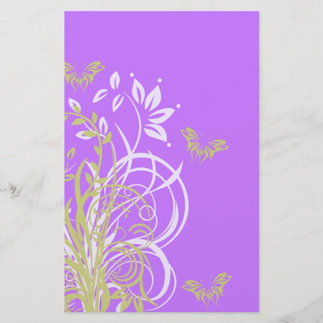 Papeterie Papier à rebut floral violet (Devant)