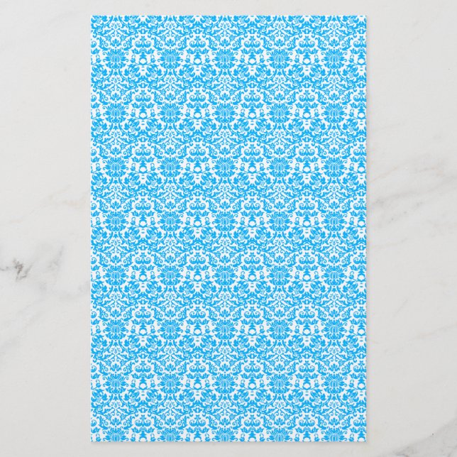 Papeterie Papier d'artisanat bleu et blanc Damas (Devant)