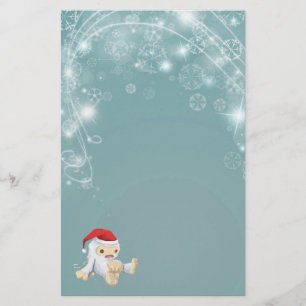 Papeterie Papier de Noël bleu scintillant avec Yeti Toy
