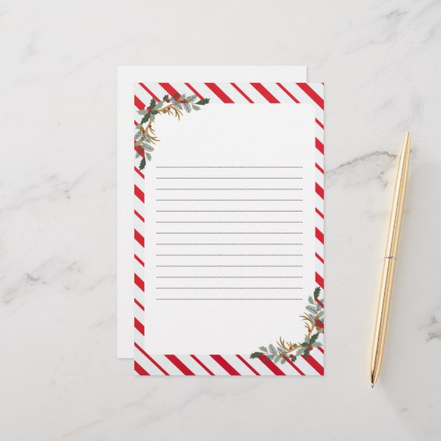Papeterie Papier de Noël rouge et vert (Devant/Arrière en situation)