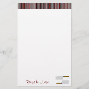 Papeterie Papier de recette rouge rayures de cuisine