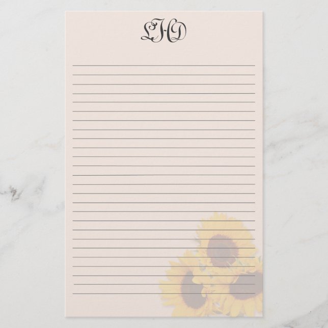 Papeterie Papier d'écriture monographique de tournesols bleu (Devant)