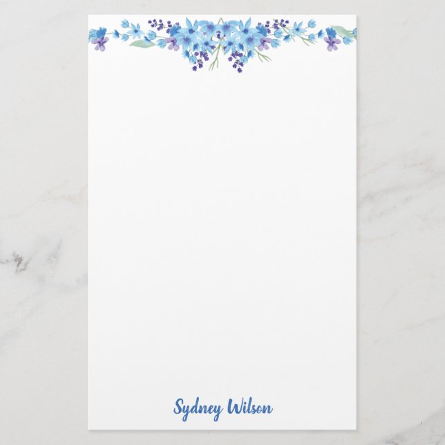 Papeterie Papier floral bleu (Devant)