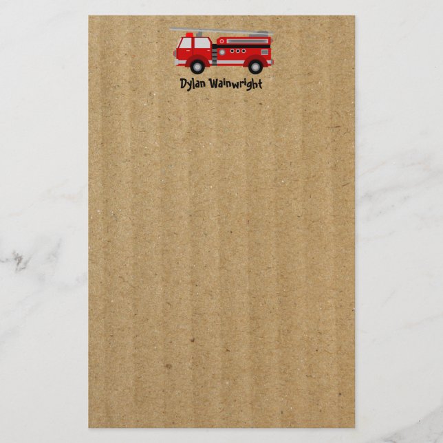 Papeterie Papier Kraft personnalisé pour camion-feu (Devant)