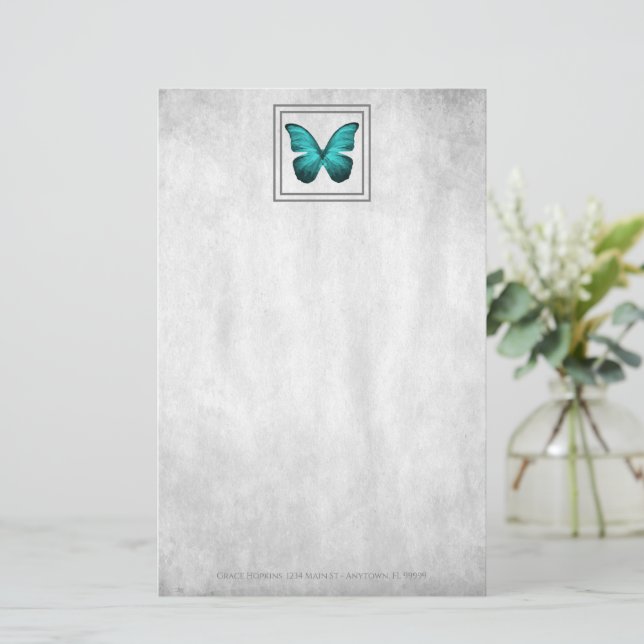Papeterie Papier papillon turquoise (Debout devant)