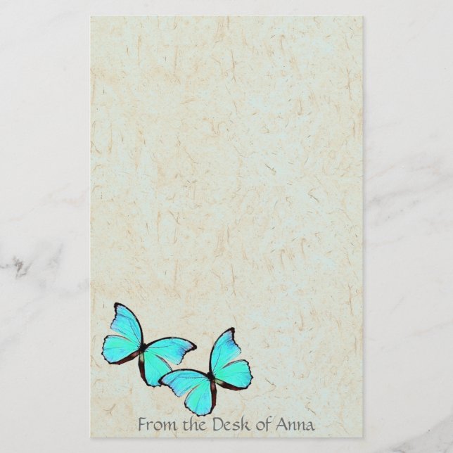 Papeterie Papier papillon Turquoise Faux papillon fait main  (Devant)