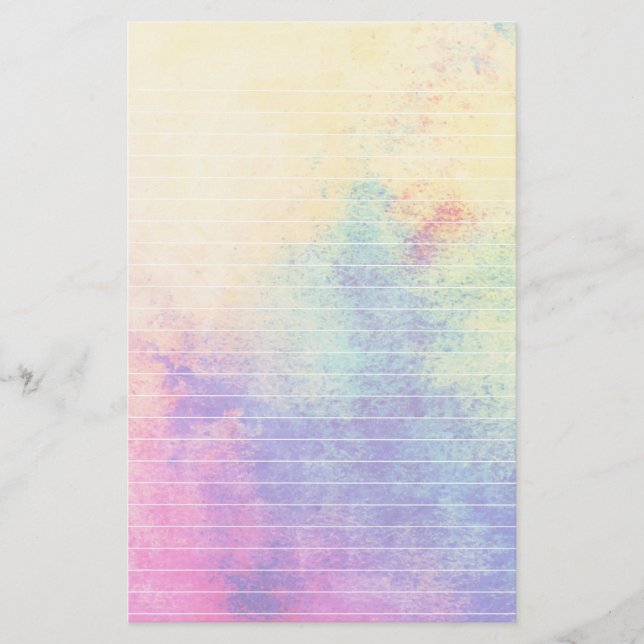 Papeterie Papier rayé par aquarelle en pastel d'arc-en-ciel (Devant)