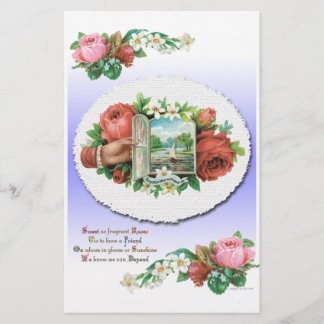 Papeterie Papier Rose Floral Victorien