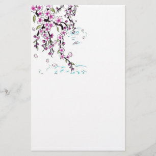 Papeterie papier stationnaire de fleurs de cerisier