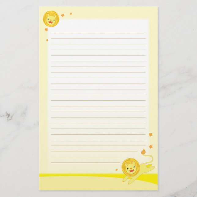 Papeterie Papier stationnaire de lion mignon de fierté (Devant)