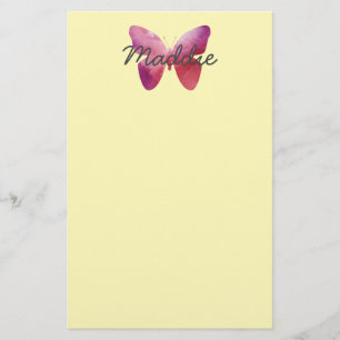 Papeterie Papillon blanc rose