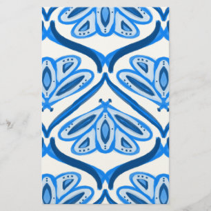 Papeterie Papillon Moth Blue Aquarelle Semble Blanc Joli