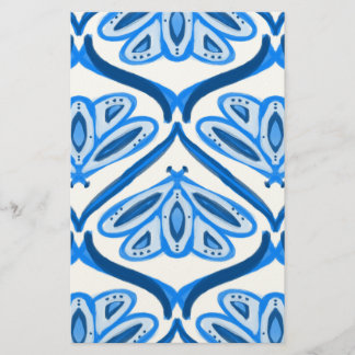Papeterie Papillon Moth Blue Aquarelle Semble Blanc Joli