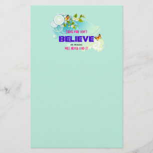 Papeterie Papillons et fleurs avec citation magique