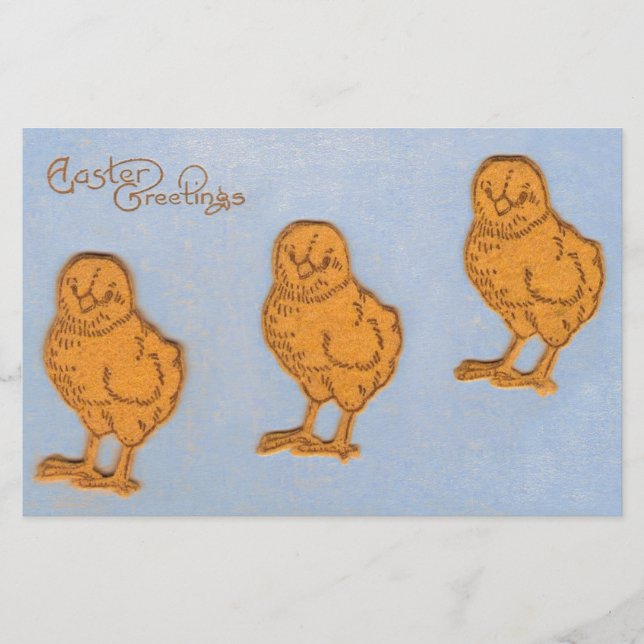 Papeterie Pâques Salutations poussins en Bleu (Devant)