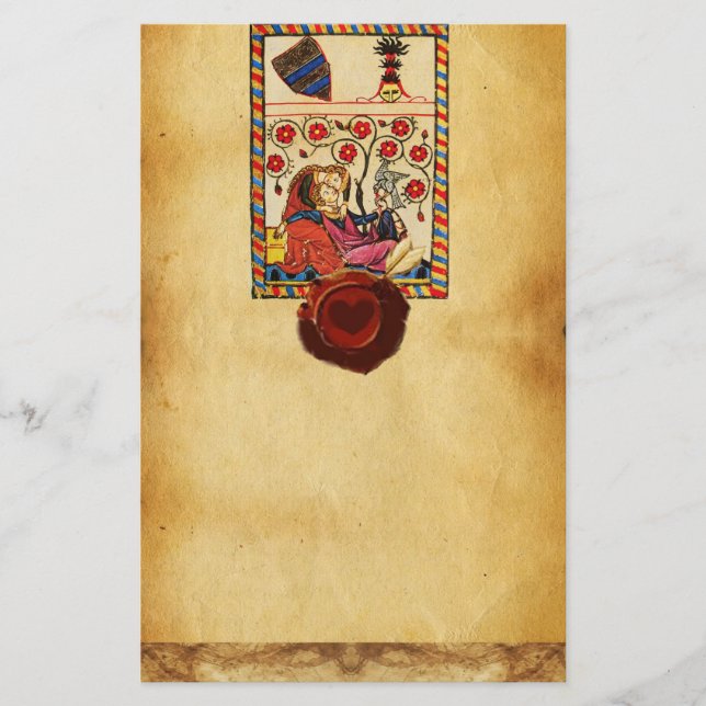 PAPETERIE PARCHEMENT D'AMOUR ÉTERNEL SCEAU DE CIRE COEUR ROU (Devant)