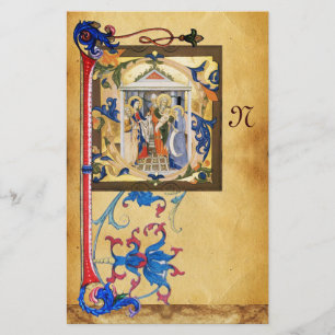 PAPETERIE PARCHEMENT DE NATIVITÉ AVEC MONOGRAMME FLORENTIN