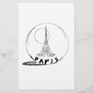 Papeterie paris dans une boule de verre