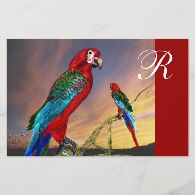 PAPETERIE PARROTS HYPER / MONOGRAMME ARA ROUGE (Devant)