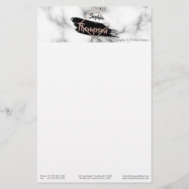 Papeterie Parties scintillant moderne de peinture en marbre  (Devant)