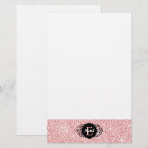 Papeterie Parties scintillant rose étincelle monogramme pers