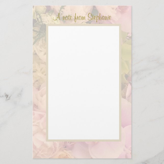 Papeterie Pastel floral avec papier d'écriture de nom (Devant)