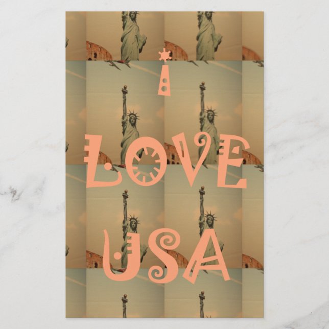 Papeterie Patriotic Pop Art : "I Love USA" Graphisme Art Des (Devant)