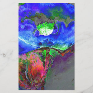 Papeterie pavot bleu floral Abstrait